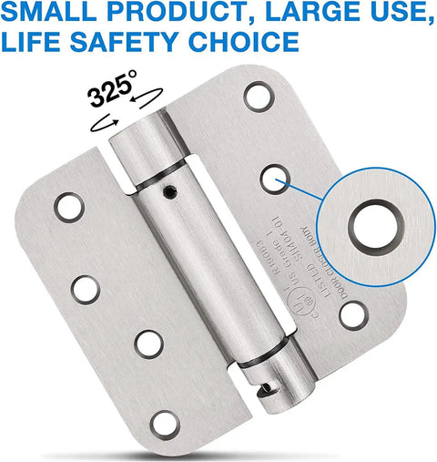 Image of Durable Satin Nickel Self Closing Door Hinges Four Inch By Four Inch Eight Hole Mortise Mount Steel Four Pack For Interior Doors