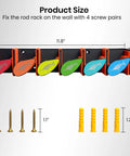 Two Pack Wall Mounted Fishing Rod Rack Organizer For Garage, Adjustable Grip Holders, includes screws and wall anchors