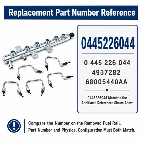 Premium Fuel Rail And Injector Line Kit For 2007 To 2012 Dodge Ram 2500 And 3500 Trucks With 6.7L Cummins Diesel Engine Super Durable Heavy Duty Replacement Fits Perfectly No Leaks. fuel rail and six injector lines with part number 0445226044
