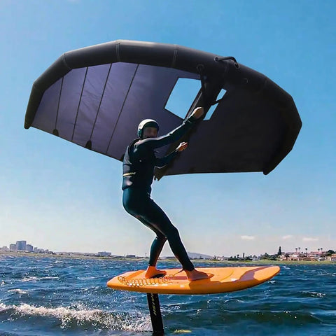 Dual Airbag Wing Foil Kitesurfing Trainer Kite With Window Design And Safety Window Panel in action over water