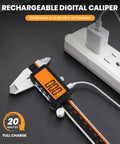 Rechargeable Digital Caliper With Large Orange Screen Anti Glare LCD ABS Function 6 Inch Caliper Measuring Tool charging