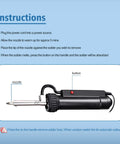 Automatic Desoldering Pump With Pro Grade Power, Solder Sucker Vacuum, Portable 30W Iron Tool showing nozzle and button.