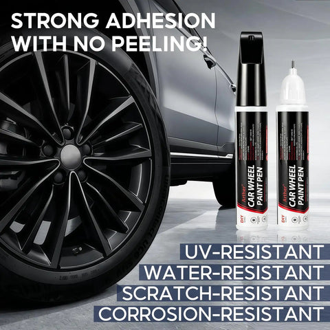 Straight From The Shop Matte Black Rim Repair Kit For Fixing Alloy Wheel Curb Rash With Two Scratch Resistant Touch Up Paint Pens And Gnarly Tool Set For Daily Rides, featuring a matte black wheel and two paint pens.