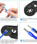 Step-by-step guide using Ferrule Crimping Tool Kit With Self Adjusting Ratchet For Precise Crimps, AWG 23 To 7.