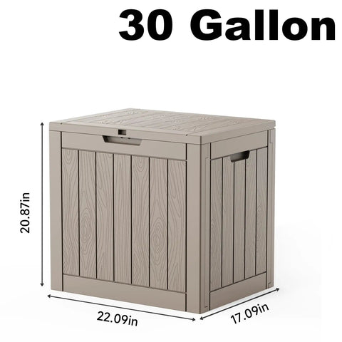 30 Gallon Outdoor Deck Box Lockable Waterproof Storage For Garden Tools Cushions And Pool Accessories Weatherproof Resin Container