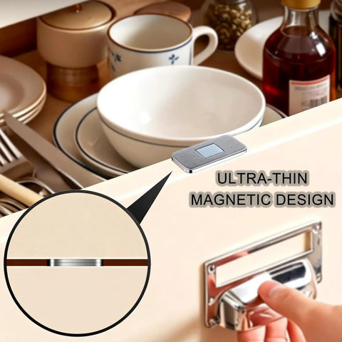Black Magnetic Cabinet Door Catch Set For Kitchen, Bath, And Closet, Beefy Hold With Double Sided Tape, Easy No Drill Install