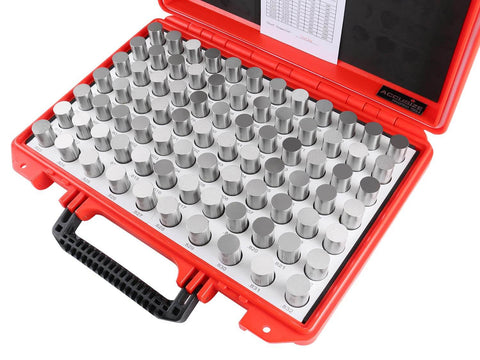 0.751 To 0.832 Inch Plug Pin Gauge Set, 82-Piece Steel Minus Class ZZ Tolerance in red case for precision machining and metrology