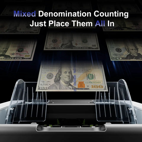 Mixed Denomination Money Counter With Supports 120 Currency Programs And Touch Screen, bills processing display screen
