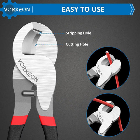 10 Inch High Leverage Cable Cutter Pliers Knock Out Thick Wires Like A Pro With 55 Steel Construction And Heat Treated Blades for stripping and cutting