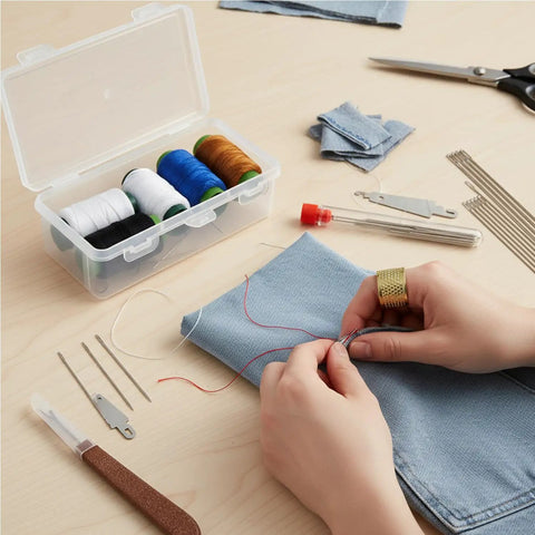 Big Eye Sewing Needles Kit 36 Pcs Stainless Steel With Storage Box used for hand sewing with threads and seam ripper
