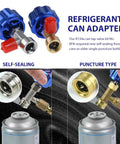 4 Pack R134a Can Tap Kit With Self Sealing And Puncture Taps, showing self-sealing and puncture tap types on refrigerant cans
