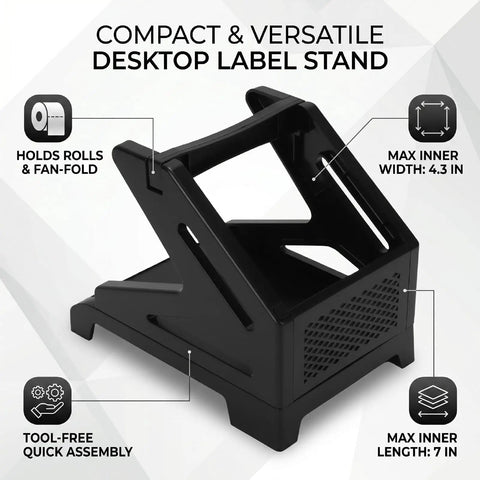 Thermal Label Holder For Rolls And Fan Fold Labels, Easy Stand For Desktop Printer, Holds Up To 4.3" Wide Labels