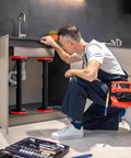 Man using Adjustable Cabinet Support Poles For Upper Cabinet Installation And Sink Support Extends 7.1 To 17.3 Inches