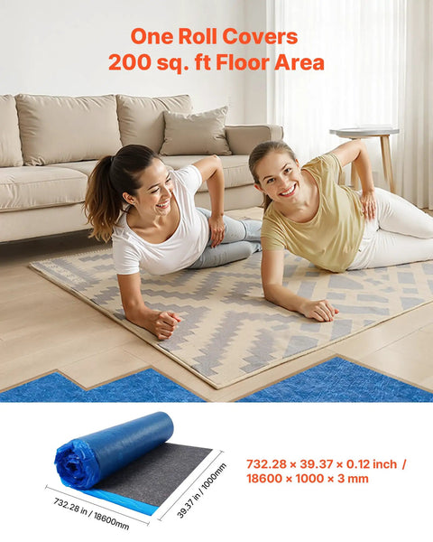 Heavy Duty Floor Underlayment Covers Four Hundred Square Feet Featuring Integrated Vapor Barrier And Acoustic Core shown in living room.