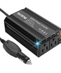Beast Mode 400W Car Power Inverter Dc 12V To 110V Ac Adapter, black aluminum with dual AC outlets and USB ports.