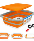 Collapsible BBQ Prep Tub With Lid XL 4.22 Gal Folding Cutting Board And Food Basin for outdoor grilling, shown open