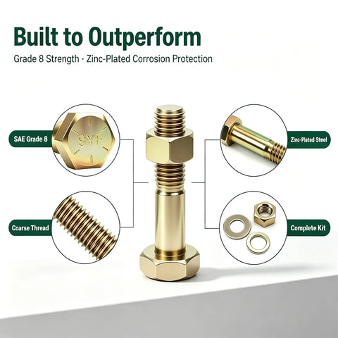 Tough As Nails Grade 8 Nuts And Bolts Assortment Kit For Pickup Builds And Weekend Shop Work, featuring zinc-plated steel hardware.