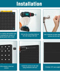 Installation guide for Heavy Duty Steel Pegboard Panels Pack Of 4 12x12 Inches Black For Garage Tool Storage.