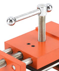 Badass Cabinet Clamps 2 Pack For Real Woodworking Projects With Flip Side Pilot Drill Guide showing heavy duty aluminum design and threaded screw.