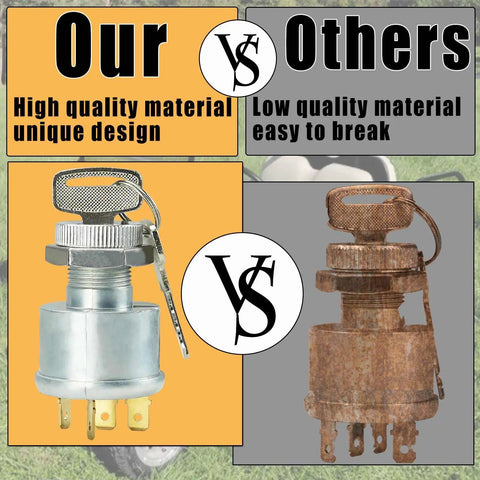 Comparison of high-quality Golf Cart Ignition Switch With Key 4 Terminal Replacement and a lower quality version
