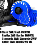 Magnum 272R Drop In Transmission Upgrade Bundle in Navy Blue installed on 1/10 Scale Slash VXL 2WD with solid gearbox visible