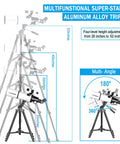 80mm Aperture 600mm Refractor Telescope With AZ Mount For Adults And Kids Beginners on adjustable aluminum alloy tripod