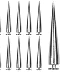 Badass 30 Pack Silver Cone Spikes And Heavy Duty 40Mm Screwback Rivets For Leather Jackets Punk Clothing Rock Accessory Hardware Reusable Embellishment Kit with shiny silver cone spikes.