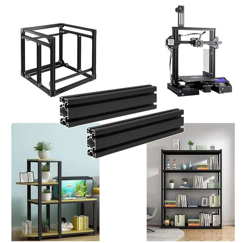 2 Pack 4080 T Slot Aluminum Extrusion 400mm Black Aluminum Profile 40x80 T Slotted Framing European Standard Anodized Linear Rail For DIY 3D Printer Builds And Accessories used in shelving and frame setups.