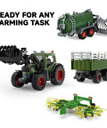 Remote Control Tractor With Dump Trailer And Front Loader, 2.4GHz RC Tractor Toy With Realistic Lights, 8 Wide Wheels setup