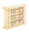 Natural Pine Wood Foldable Baby Playpen With 10 Expandable Panels And Built In Jumbo Activity Toys showcasing colorful shapes.