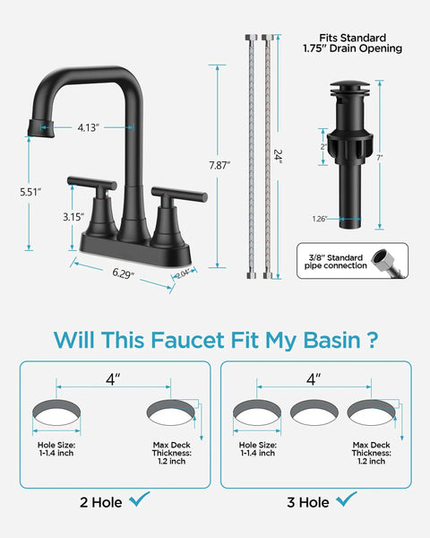 No Sweat Matte Black Centerset Bathroom Sink Faucet With Wide Integrated Deck Plate For Two Or Three Hole Vanities Smooth Quarter Turn Handles And Built To Last For Every Home Upgrade