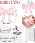 Product size of Upgraded 15 Pack Dope Pink Bow Knot Drawer Knobs With Full Screw Kit, showcasing pink bow design and screws.