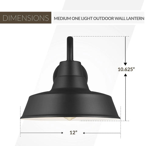 Barn Light 1 Light Outdoor Wall Lantern In Traditional Style With Old School Barn Vibe 12 Inch Wide By 10.63 Inch High Black Finish Weather Resistant Aluminum Rustic Industrial Exterior Lighting
