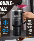 40oz Stainless Steel Tumbler With Handle Lid And Straw Black Dope Engineer Gift For Men And Women Double Wall Insulation Keeps Drinks Hot Or Cold Ideal For Civil Chemical Aerospace Pros Mentors On Birthday Or Christmas shown with hot beverage being poured