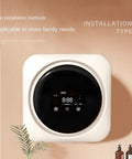 3.5 Liter Wall Mounted Mini Washing And Drying Machine Automatic Tumble Cycle Low Noise Portable Design displayed on wall, showing control panel.
