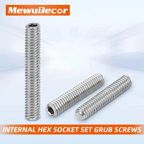 Internal Hex Socket Set Screws M3 X 6mm 304 Stainless Steel Flat Point Grub Screws 100 Pack for DIY projects and machinery use.