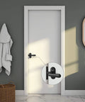 Two Pack 360 Degree Flip Bathroom Stall Latch For Inside Doors With Three Locking Methods Stainless Steel Matte Black Heavy Duty Gate Hardware Ideal For Barn Doors And Interior Doors Two And A Half Inch Handle installed on door
