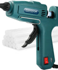 Heavy Duty 100W Hot Glue Gun Kit With Fast Heat And 11mm Glue Sticks Support For Crafting And DIY Projects Full Size Pro Glue Gun Set For Quick Bonding Great For Home Crafting And School Projects, teal plastic hot glue gun with 11mm sticks