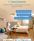 Bedroom showcasing 3 Way Smart Dimmer Switch Kit For HomeKit, Siri, Alexa, Google Assistant with voice control examples.