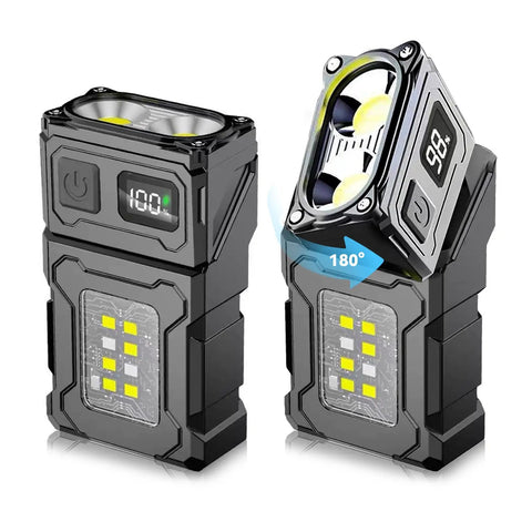 2 Pack Clip On Flashlight With Magnetic Base And USB C Charging, 800 Lumen Hat Clip Light, dual LED spotlight, COB side light