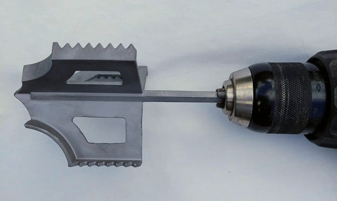 Three In One Garden Tool Tiller Weed Remover Hole Digger Drill Attachment For Drills Heavy Duty Steel Auger in close-up view