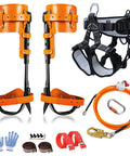 Tree Climbing Gear Set With Adjustable Belt And Steel Core Flip Line Pro Grade Foot And Ankle Straps Gloves Replacement Screws And Hex Wrench
