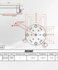 Technical diagram of REG60 R Axis Rotary Sliding Table 360 Degree Manual Rotation Stage For Precision Positioning, 60mm diameter, aluminum