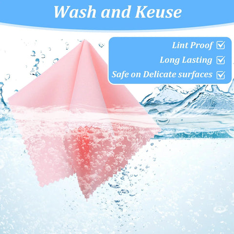 Pink microfiber eyeglasses cleaning cloth 6 x 7 inches for glasses, cameras, phones