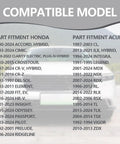 Car model compatibility chart for Honda Acura models with a blurred vehicle in the background.
