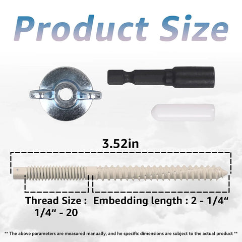 Heavy Duty Hurricane Anchor Kit Set For Fixing Shutter Panels Storm Panels And Sliding Glass Doors Plywood Compatible Includes Driving Tool 30 Sets Of 1/4-20 By 2-1/4 Inch Male Anchors Wingnuts And Protectors product featuring anchor components and dimensions