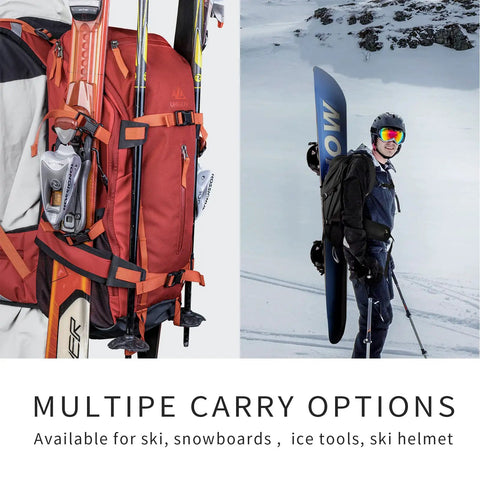 All Day Ski Hydration Backpack 30L For Snowboard Touring With Water Resistant 900D Polyester Multiple Pockets On Skis And Snowboard