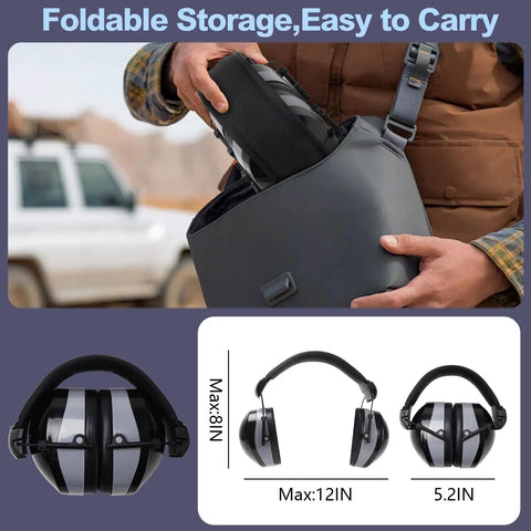 37dB Gun Range Ear Protection Muffs with Adjustable Headband Foldable Noise Reduction for Shooting Construction and Mowing
