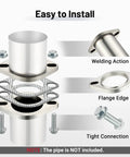Battle Ready 2.5 Inch 2 Bolt Exhaust Flange Connection Kit Crafted From 304 Stainless Steel showing gasket and bolts assembly.