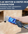 Heavy Duty Corded Oscillating Multi Tool With Universal Fit Base And 200W 1.6A Motor in use with heat dissipation feature.